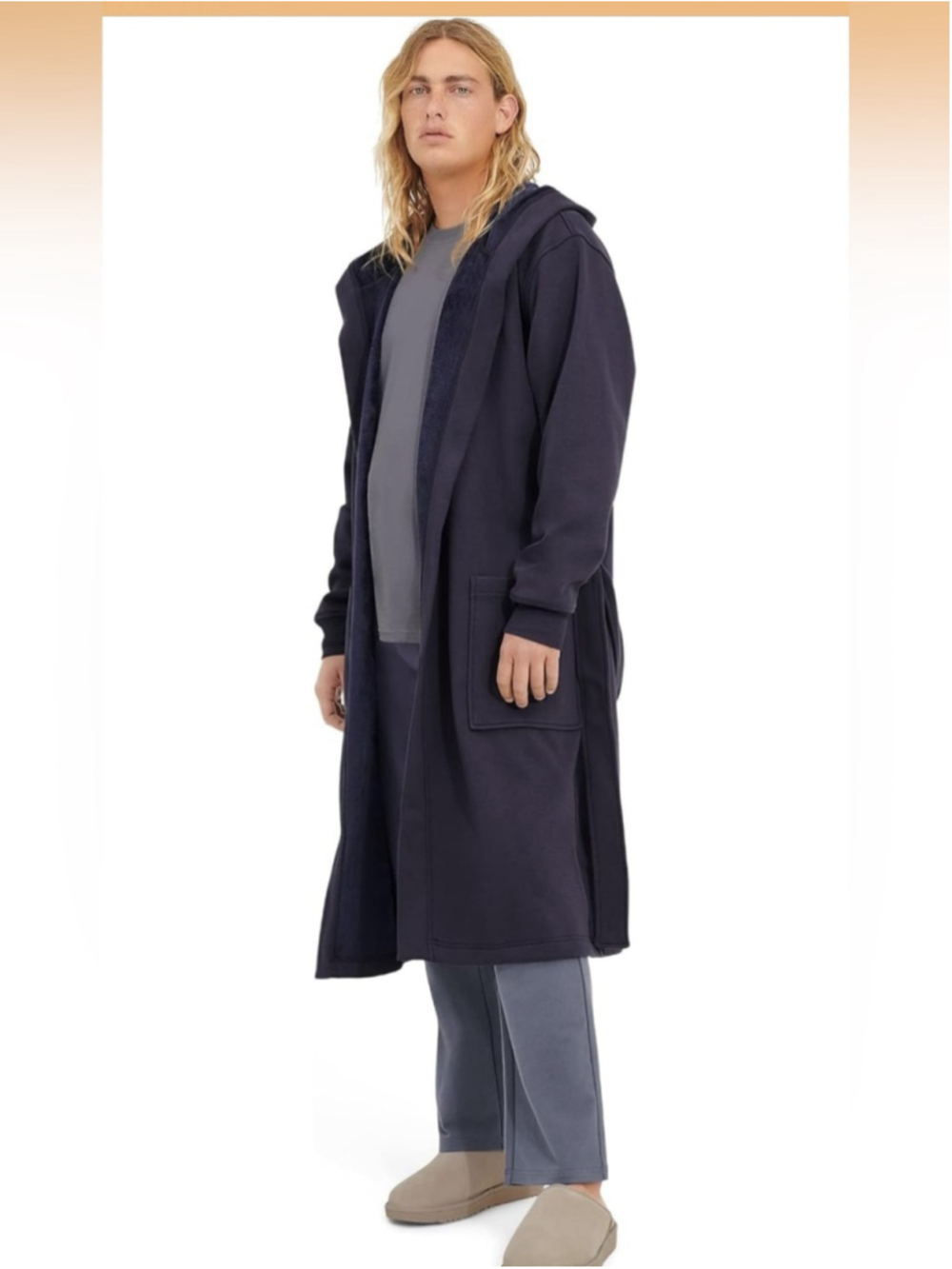 UGG Leeland robe hooded bath robe lounge pajamas navy blue sz m/l